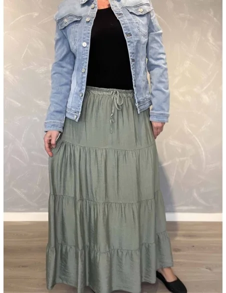 Grøn nederdel med lag til kvinder – TIPPY Collection