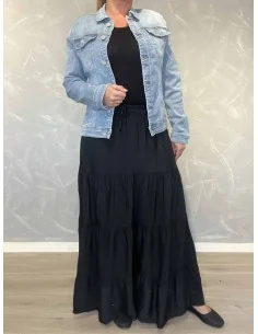 Sort nederdel med lag til kvinder – TIPPY Collection