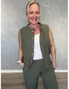 Grøn skjorte ærmeløs til kvinder – Design by TIPPY