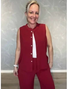 Bordeaux skjorte ærmeløs til kvinder – Design by TIPPY