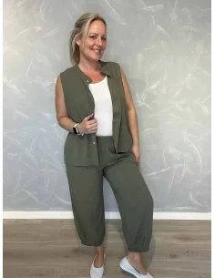 Grøn bukser 7/8 med broderi til kvinder – Design by TIPPY