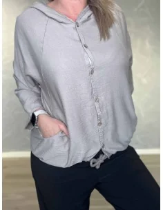 Grå let jakke med snøre til kvinder – TIPPY Collection 2
