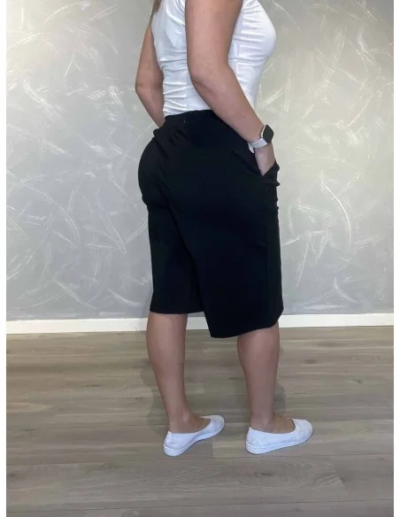 Bagside af sort lange shorts med snøre til kvinder – TIPPY