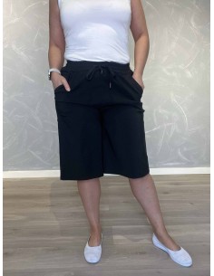 Sort lange shorts med snøre til kvinder – TIPPY Collection