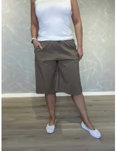 Khaki lange shorts med snøre til kvinder – TIPPY Collection