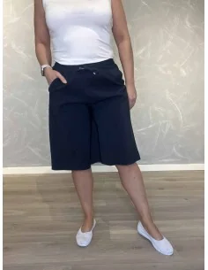 Navy lange shorts med snøre til kvinder – TIPPY Collection