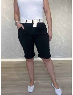 Sort shorts med bælte til kvinder – TIPPY Italian Select