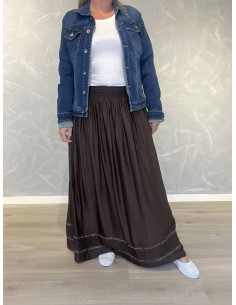 Brun maxi nederdel med sølv detaljer til kvinder – TIPPY Collection
