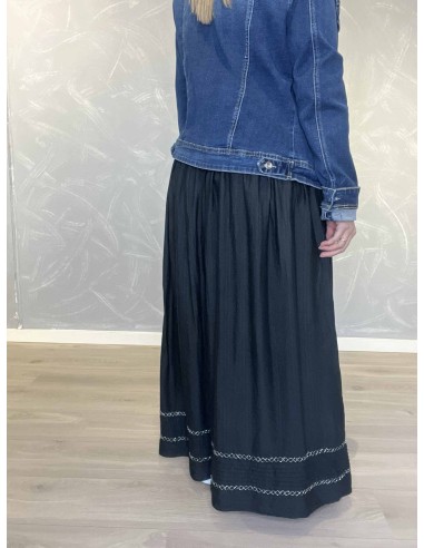 Maxi nederdel viskose sølv detaljer | Sort | TIPPY