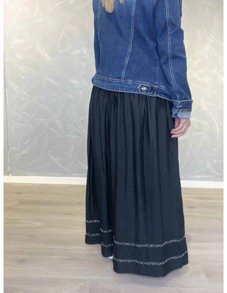 Maxi nederdel viskose sølv detaljer | Sort | TIPPY