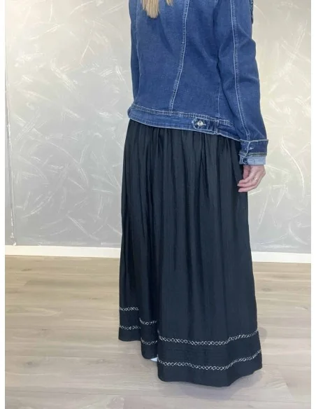 Maxi nederdel viskose sølv detaljer | Sort | TIPPY