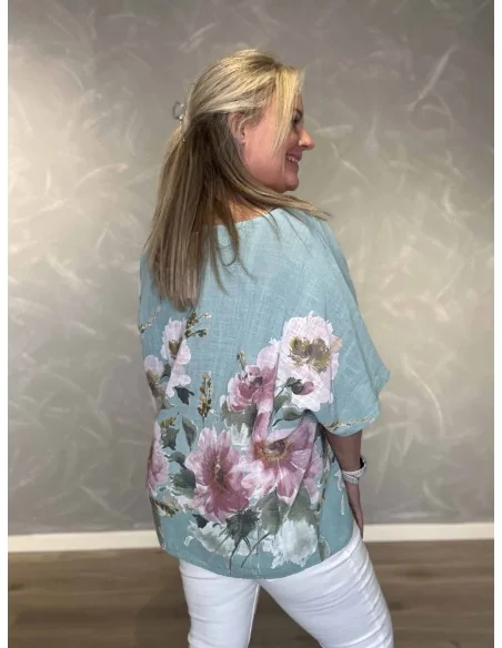 Bagside af turkis bluse til kvinder – TIPPY