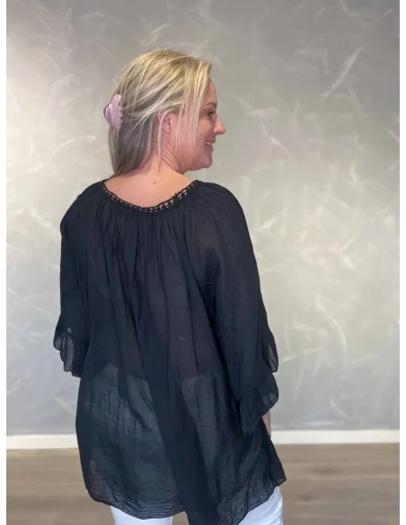 Bagside af sort tunika til kvinder – TIPPY