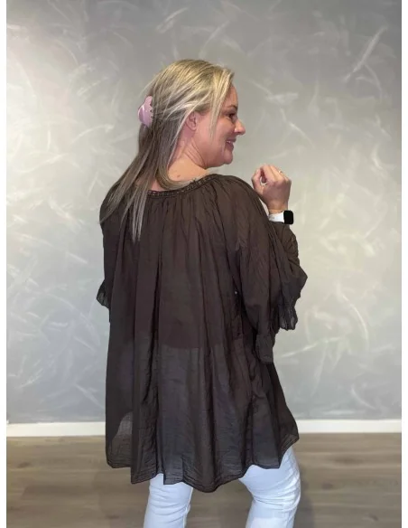 Bagside af brun tunika til kvinder – TIPPY