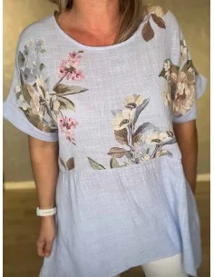 Sky 2 delt tunika med blomster overdel til kvinder – TIPPY Collection 2