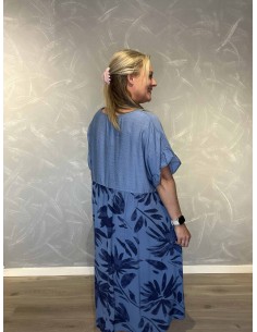 Blå 2 delt maxi kjole med blomsterprint til kvinder – TIPPY Collection 2