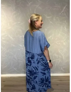 Blå 2 delt maxi kjole med blomsterprint til kvinder – TIPPY Collection 2