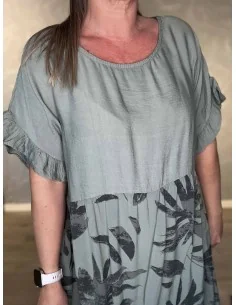 Grøn 2 delt maxi kjole med blomsterprint til kvinder – TIPPY Collection 2