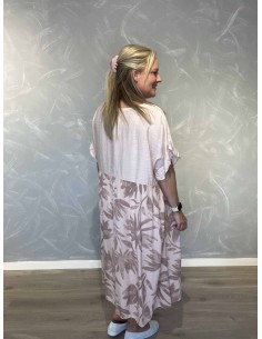 Rosa 2 delt maxi kjole med blomsterprint til kvinder – TIPPY Collection 2