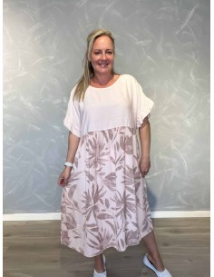 Rosa 2 delt maxi kjole med blomsterprint til kvinder – TIPPY Collection
