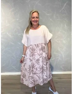 Rosa 2 delt maxi kjole med blomsterprint til kvinder – TIPPY Collection