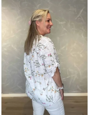 Bagside af korn skjorte bluse med blomsterprint til kvinder – TIPPY