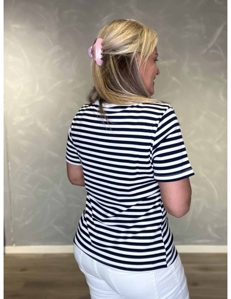 Bagside af navy stribet bluse til kvinder – TIPPY