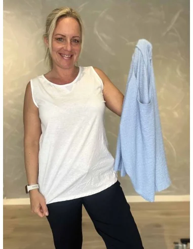 Sky blå bluse med separat top og sølvdetaljer til kvinder – TIPPY Collection