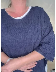 Navy bluse med separat top og sølvdetaljer til kvinder – TIPPY Collection 2