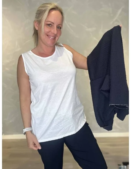 Navy bluse med separat top og sølvdetaljer til kvinder – TIPPY Collection
