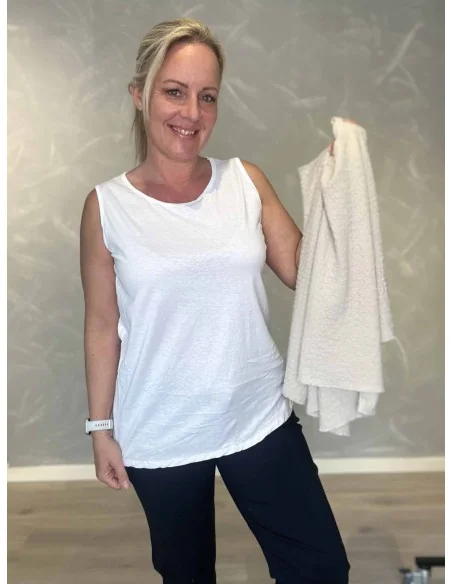 Beige bluse med separat top og sølvdetaljer til kvinder – TIPPY Collection