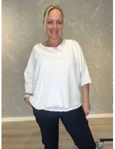 Hvid bluse med separat top og sølvdetaljer til kvinder – TIPPY Collection