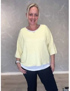 Gul bluse med separat top og sølvdetaljer til kvinder – TIPPY Collection