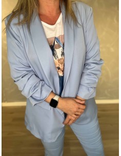 Sky blazer jakke med rynkede ærmer til kvinder – TIPPY Collection 2