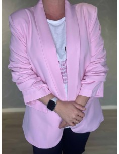 Rosa blazer jakke med rynkede ærmer til kvinder – TIPPY Collection 2