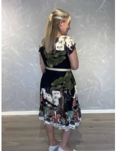 Kjole med sort byprint og taljebånd til kvinder – TIPPY Collection 2