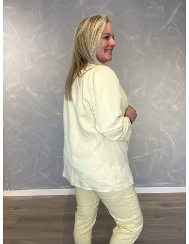 Bagside af gul blazer jakke med satin foer – TIPPY