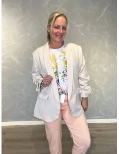 Sand blazer jakke med rynkede ærmer til kvinder – TIPPY Collection