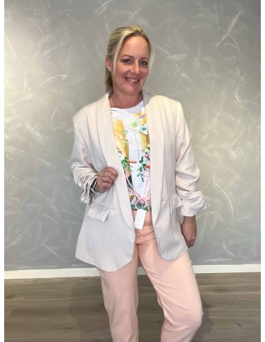 Sand blazer jakke med rynkede ærmer til kvinder – TIPPY Collection