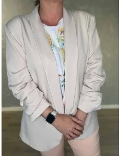 Sand blazer jakke med rynkede ærmer til kvinder – TIPPY Collection 2