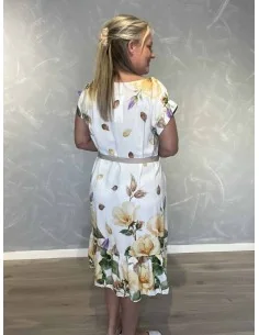Kjole med gult blomsterprint og taljebånd til kvinder – TIPPY Collection 2
