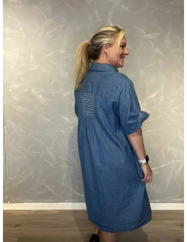 Bagside af denim blå cowboy kjole til kvinder – TIPPY