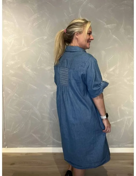 Bagside af denim blå cowboy kjole til kvinder – TIPPY