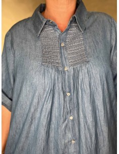 Denim blå cowboy kjole med knapper til kvinder – Design by TIPPY 2