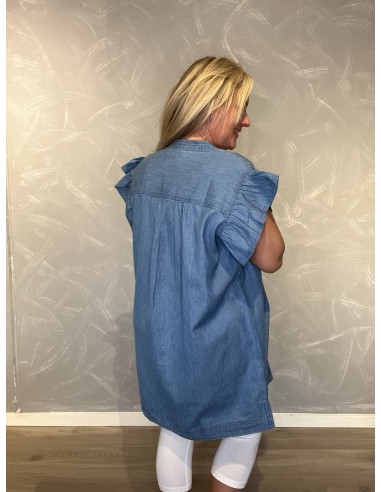Bagside af denim blå kjole til kvinder – TIPPY