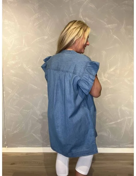 Bagside af denim blå kjole til kvinder – TIPPY