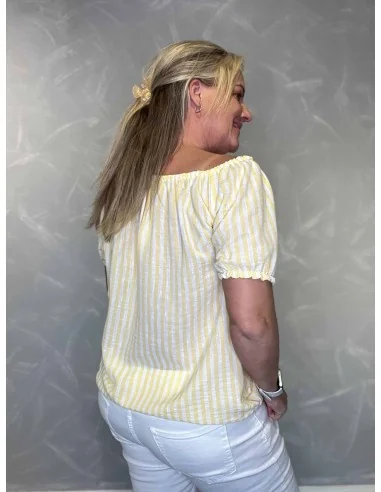 Bagside af gul stribet bluse til kvinder – TIPPY