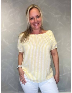 Gul mælkedreng stribet off shoulder bluse til kvinder – TIPPY Italian Select 2