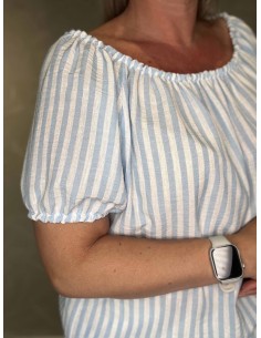 Sky mælkedreng stribet off shoulder bluse til kvinder – TIPPY Italian Select 2