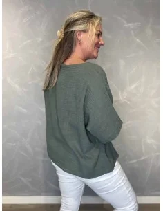 Grøn bomulds bluse med dragonfly similisten til kvinder – TIPPY Italian Select 2